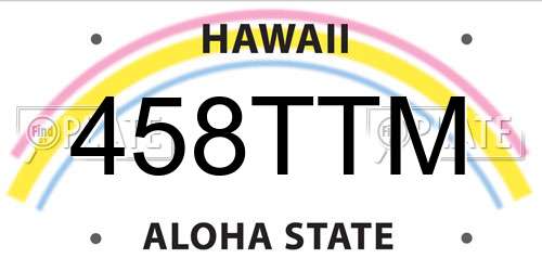 458TTM Hawaii License Plate