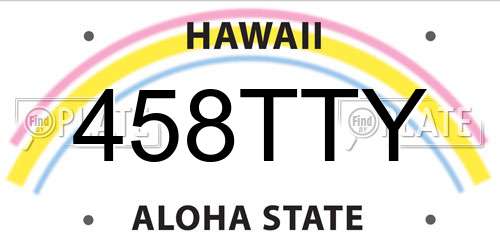 458TTY Hawaii License Plate