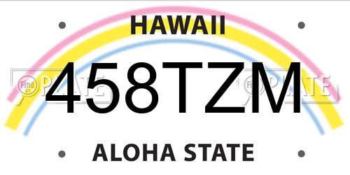 458TZM Hawaii License Plate