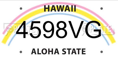 4598VG Hawaii License Plate