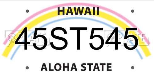 45ST545 Hawaii License Plate