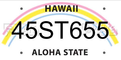 45ST655 Hawaii License Plate