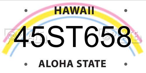 45ST658 Hawaii License Plate