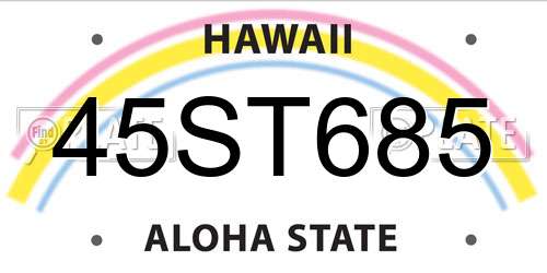 45ST685 Hawaii License Plate