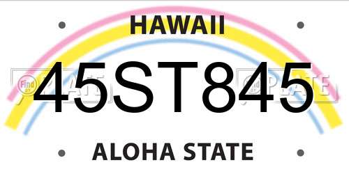 45ST845 Hawaii License Plate
