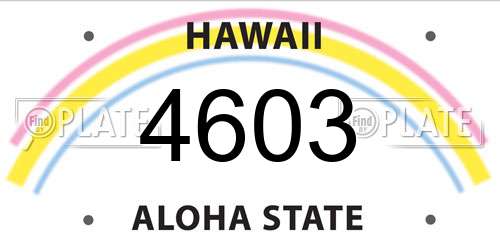 4603 Hawaii License Plate