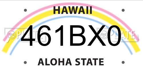 461BX0 Hawaii License Plate