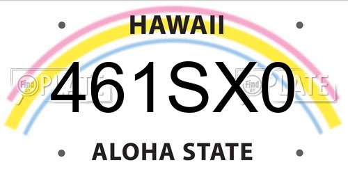 461SX0 Hawaii License Plate