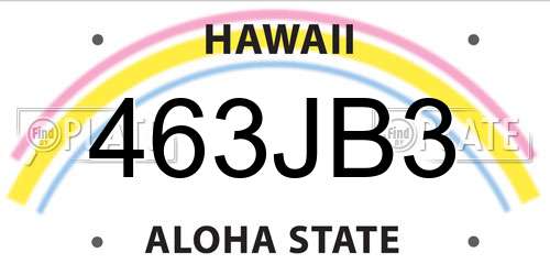 463JB3 Hawaii License Plate