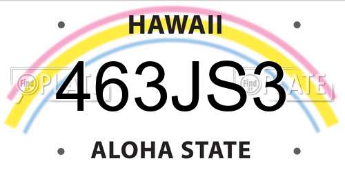 463JS3 Hawaii License Plate