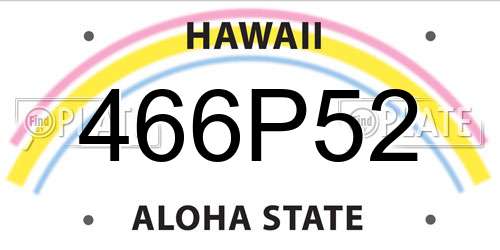 466P52 Hawaii License Plate