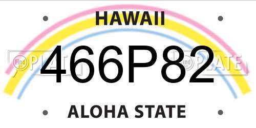 466P82 Hawaii License Plate