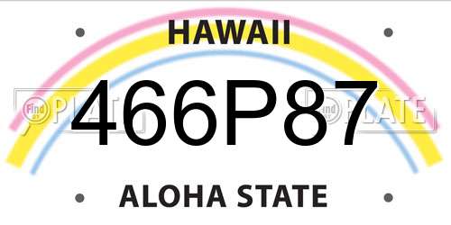 466P87 Hawaii License Plate