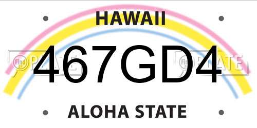 467GD4 Hawaii License Plate