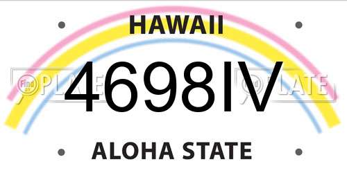 4698IV Hawaii License Plate