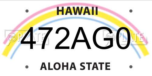 472AG0 Hawaii License Plate