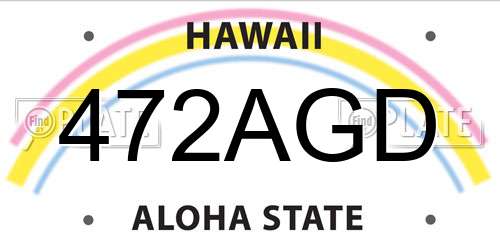 472AGD Hawaii License Plate
