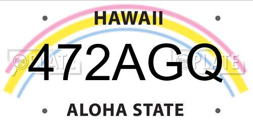 472AGQ Hawaii License Plate
