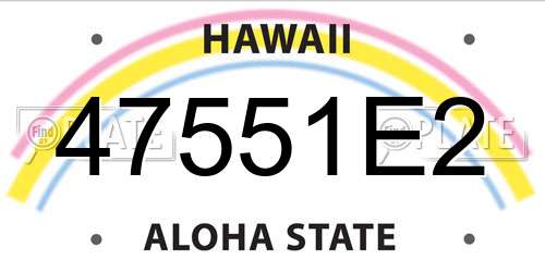 47551E2 Hawaii License Plate