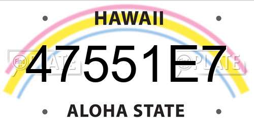 47551E7 Hawaii License Plate