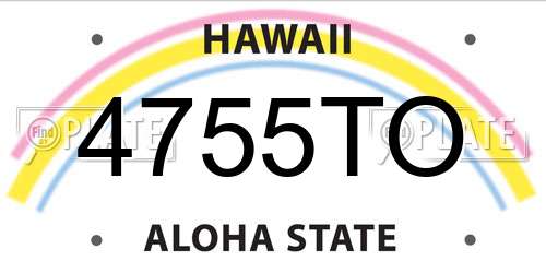 4755TO Hawaii License Plate