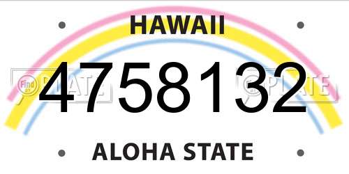 4758132 Hawaii License Plate