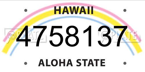 4758137 Hawaii License Plate