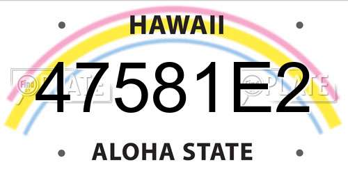 47581E2 Hawaii License Plate