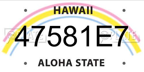 47581E7 Hawaii License Plate