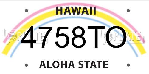 4758TO Hawaii License Plate