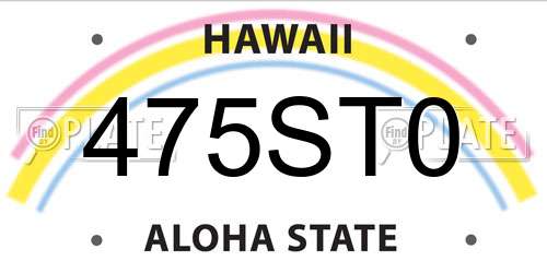 475ST0 Hawaii License Plate