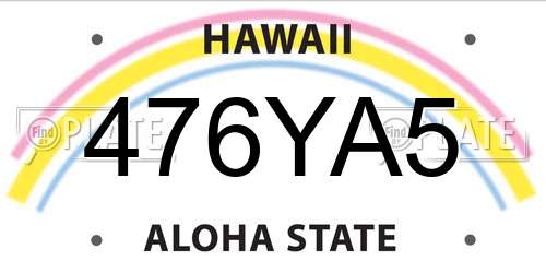 476YA5 Hawaii License Plate