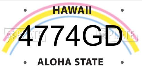 4774GD Hawaii License Plate