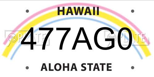 477AG0 Hawaii License Plate