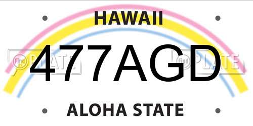 477AGD Hawaii License Plate