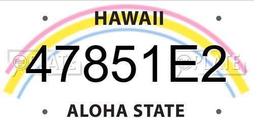 47851E2 Hawaii License Plate