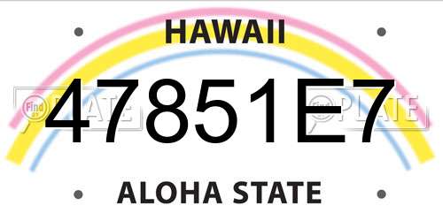 47851E7 Hawaii License Plate