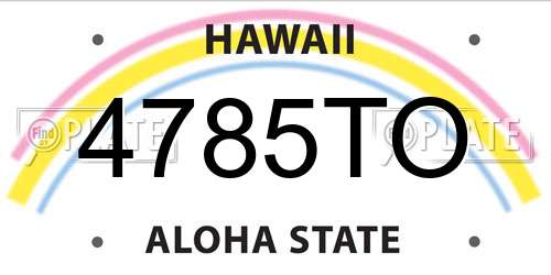 4785TO Hawaii License Plate