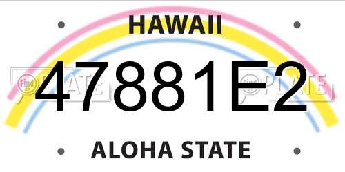 47881E2 Hawaii License Plate