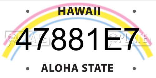 47881E7 Hawaii License Plate