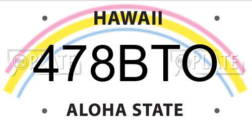 478BTO Hawaii License Plate