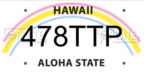 478TTP Hawaii License Plate