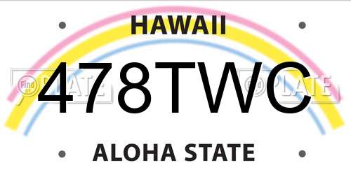 478TWC Hawaii License Plate