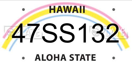 47SS132 Hawaii License Plate