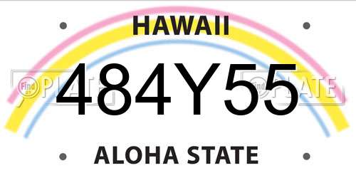 484Y55 Hawaii License Plate