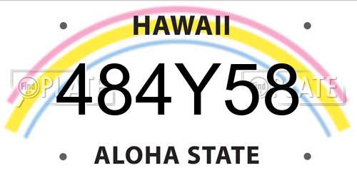 484Y58 Hawaii License Plate
