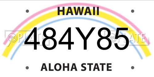 484Y85 Hawaii License Plate