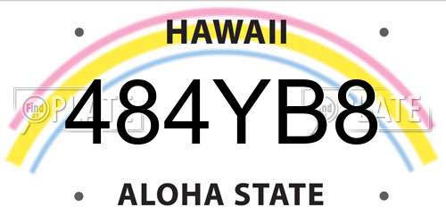 484YB8 Hawaii License Plate