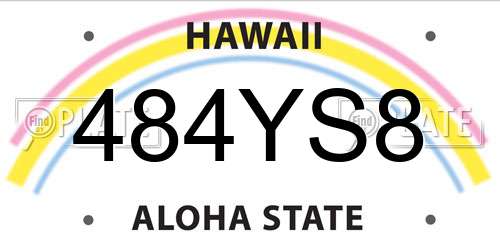 484YS8 Hawaii License Plate