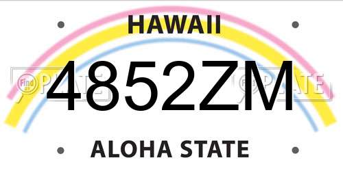 4852ZM Hawaii License Plate